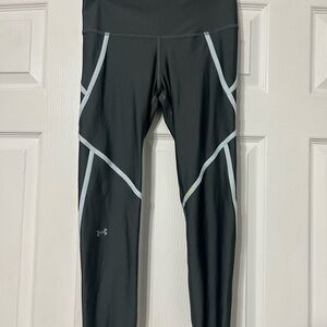Under Armour Charcoal Leggings with Light Gray Stripes